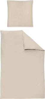 Irisette Mako-Satin uni Bettwäsche Set uni Paris 8000 beige 135 x 200 cm + 1 x Kissenbezug 80 x 80 cm