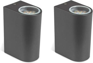 2er Set LED-Außenwandleuchte Bastia Alu anthr, up/down-light, IP44