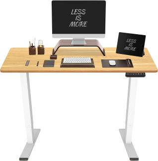 Flexispot Hemera Elektrisch Höhenverstellbarer Schreibtisch mit Tischplatte. Mit Memory-Steuerung und Softstart/-Stop& integriertes Anti-Kollisionssystem (140 x 70 cm, Weiß+Ahorn)