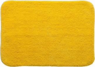 Spirella Badteppich Badematte Duschvorleger 100% Baumwolle Hochflor | flauschig | rutschhemmend | geeignet für Fußbodenheizung | 50x70 cm | Gelb
