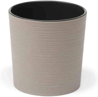 SIENA GARDEN Pflanzgefäß ECO Lens, grau, Ø 30 x 30,5 cm Kunststoffgefäß mit Holzfaseranteil und Einsatz