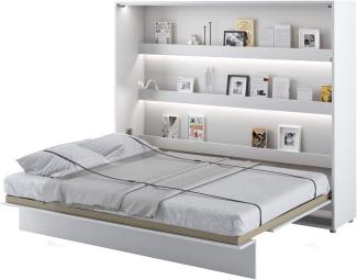 Schrankbett Bed Concept, Wandklappbett mit Lattenrost, V-Bett, Wandbett Bettschrank Schrank mit integriertem Klappbett Funktionsbett (BC-14, 160 x 200 cm, Weiß/Weiß, Horizontal)