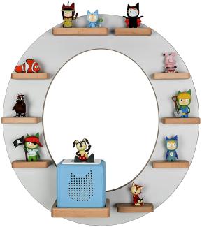 MR TEDDY BEAR Kinderregal Buchstabe O | Holzregal für Toniebox und Tonies | Tonie-Regal hergestellt in der EU | Wandregal zum Spielen und Sammeln | Für Mädchen und Jungen | im O Design in Grau