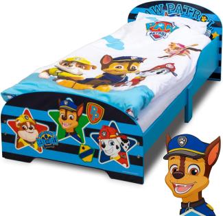 PAW Patrol Kinderbett 70 x 140 cm | Kinderbett für Jungen und Mädchen ab 2 Jahren | Kinder Bett mit Rausfallschutz & Lattenrost | Kinderzimmermöbel mit coolem Design