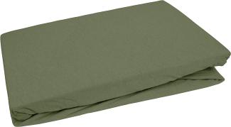 Bettwaesche-mit-Stil Jersey Spannbettlaken dunkelgrün 90 – 100 x200cm Höhe bis 20cm