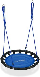Relaxdays Nestschaukel, runde Hängeschaukel, für Kinder und Erwachsene, verstellbar, draußen, 80 cm, bis 100 kg, blau