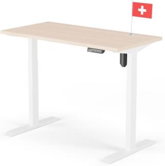 elektrisch höhenverstellbarer Schreibtisch ECO 120 x 60 cm - Gestell Weiss, Platte Eiche