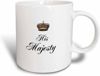3dRose HIS Majesty-Part Frau Paare Geschenk Set Funny Royal King Humor-Magic verwandelt Becher, Keramik, Schwarz-Weiß, 10,16 x 7,62 x 9,52 cm