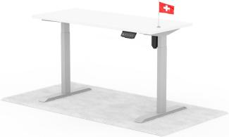 elektrisch höhenverstellbarer Schreibtisch ECO 140 x 60 cm - Gestell Grau, Platte Weiss