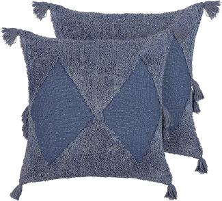 Dekokissen geometrisches Muster Baumwolle blau getuftet 45 x 45 cm 2er Set AVIUM