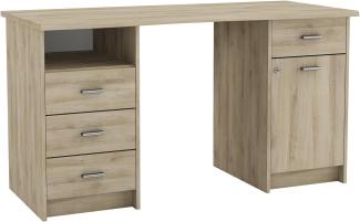 Schreibtisch >Monaco 2< in Eiche aus Holzwerkstoff - 135x74x58cm (BxHxT)