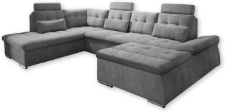 Couch NALO Sofa Schlafcouch Wohnlandschaft Bettsofa dunkelgrau U-Form links