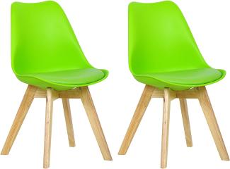 WOLTU BH29gn-2 2 x Esszimmerstühle 2er Set Esszimmerstuhl Design Stuhl Küchenstuhl Holz, Grün