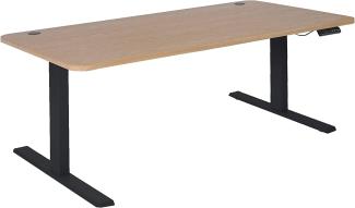 Schreibtisch HWC-D40, Computertisch, elektrisch höhenverstellbar 160x80cm 53kg ~ hellbraun, schwarz