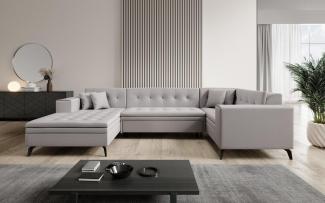 Designer Sofa Neola mit Schlaffunktion Stoff Beige Links