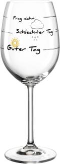 Leonardo Weinglas Presente Guter Tag, Motivglas, Wein Glas, Rotweinglas, Weißweinglas, Kristallglas, 460 ml, 044512