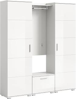 Garderobe Set 4-teilig Prego in weiß Hochglanz 165 x 191 cm
