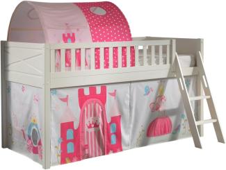 SCOTT Spielbett, LF 90 x 200 cm, mit Rolllattenrost, Leiter und Textilset Vorhang und Tunnel "Princess"