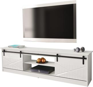 TV-Lowboard Otemna 200 (Farbe: Weiß / Weiß Hochglanz)