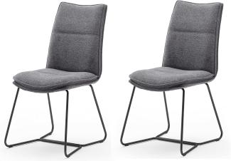 2 x Stuhl Hampton anthrazit Kufengestell Metall schwarz lackiert