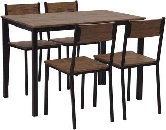 Essgruppe dunkler Holzfarbton / schwarz 4-Sitzer 110 x 70 cm HAMRY