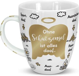 Sheepworld Tasse "Ohne Schutzengel ist alles doof" | Porzellan, 45 cl | Tasse für Kaffee und Tee, Tasse mit Spruch, Schutzengel | 46507