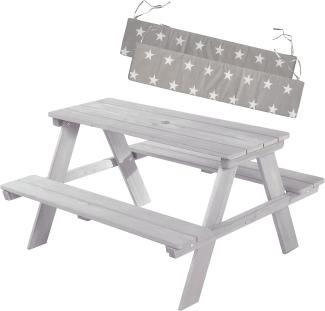 roba 'Picknick for 4, Outdoor +' Kindersitzgarnitur mit Bankkissen, Massivholz grau, 89 x 50 x 84,5 cm