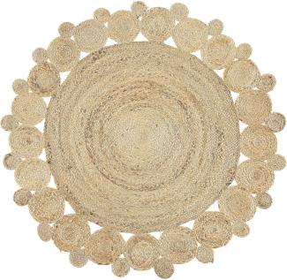 Teppich Jute beige ⌀ 120 cm Kurzflor zweiseitig GOLGEN