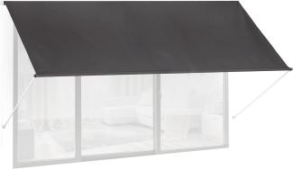 Relaxdays Fallarmmarkise HxB: 120x300 cm, Schattenspender Fenster, 50+ UV-Schutz, Seilzug, Polyester & Metall, anthrazit