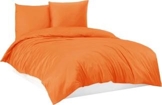 Mixibaby Bettwäsche Bettgarnitur Bettbezug 100% Baumwolle 135x200 155x220 200x200 200x220, Farbe:Orange, Größe:200 x 220 cm