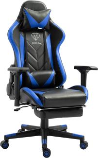 Trisens Gaming Stuhl 4D-Armlehnen Chair Racing Chefsessel Bürostuhl Sportsitz, Farbe:Schwarz/Blau