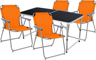 5-teiliges Campingmöbel Set Black Alu 120x60x58/70cm orange