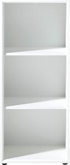 Amazon Marke - Alkove Aktenregal Morena, ideal für Home Office, in Weiß, drei Fächer in Ordnerhöhe, Oberboden mit Glasauflage, 50 x 120 x 37 cm (BxHxT)