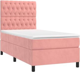 vidaXL Boxspringbett mit Matratze & LED Rosa 90x190 cm Samt