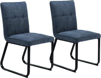 HOMEXPERTS Esszimmer-Stuhl 2-er Set TILDA / Gepolsterte Stühle / Vintage Stoff-Bezug Dunkel-Grau / Metall-Gestell in Schwarz / Polster-Stühle / Esszimmer-Gruppe / Küchen-Stuhl / 56x86x55cm (BxHxT)