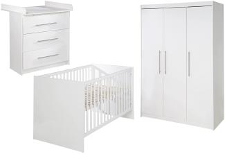 Roba 'Maren' 3-tlg. Babyzimmerset, weiß, aus Babybett 70x140 cm, Wickelkommode und 3-trg. Kleiderschrank