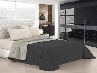 Italian Bed Linen Elegant Sommer Steppdecke hell dunkel grau, 100% Mikrofaser, 260x270cm
