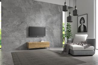 Wuun® TV-Board Lowboard Wohnwand TV-Bank Somero / 120cm /Eiche/Vita Chrom