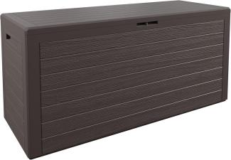 Casaria Auflagenbox Woody, XL 280L UV-beständig Deckel Abschliessbar Garten Holz-Optik Braun