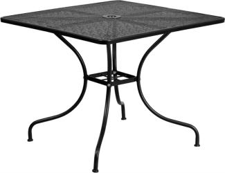 Flash Furniture 35. 5SQ Steel Patio Table, Metal, Black, 35. 5" Square