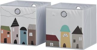 Vicco Faltboxen - 2er Set Stadt", 30 x 30 cm, Grau, Aufbewahrungsbox, abwaschbar"