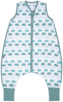 emma & noah Baby Schlafsack mit Füßen 0. 5 TOG, Musselin Schlafsack mit Beinen für den Sommer, 100% Bio-Baumwolle, OEKO-TEX Zertifiziert, Stampelsack für Neugeborene (Wal Blau, 70 cm)