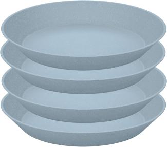 Koziol Tiefer Teller Connect Plate 4er Set, Suppenteller, Biozirkulärer Kunststoff, Nature Flower Blue, 24 cm, 7143716