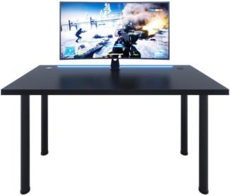 Gaming Tisch CODE X2 s LED, 135x73-76x65, schwarz/schwarze Beine
