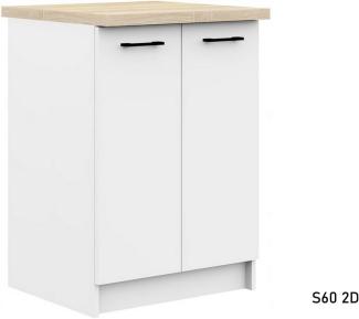 Küchenunterschrank mit Arbeitsplatte KOSTA S60 2D, 60x85,5x46/60, weiß/Sonoma