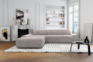 DOMO Collection Florencia Ecksofa, L-Form, Eckcouch, Sofa, Couch, Polstermöbel, Silber, 195 x 306 cm