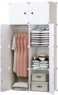 BRIAN & DANY Kleiderschrank aus 8 Würfeln, Modulare Schrank Garderobenschrank Steckregalsystem Kunststoffschrank mit Türen & 1 Aufhängern, Zusätzliche Aufkleber Enthalten