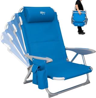 #WEJOY Strandstuhl klappstuhl Camping tragbar Stark stabil Campingstuhl Lay Flat Chair verstellbare Rückenlehne, mit Kopfstütze, Armlehnen