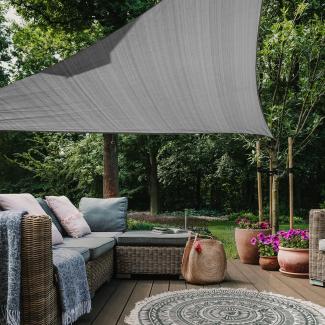 HAIKUS Sonnensegel 5x5x5m Dreieckig, Premium HDPE 98% UV Schutz Sonnenschutz Atmungsaktiv Wetterbeständig für Garten Balkon und Terrasse, mit Ösen und Befestigungsseile, Dreieck 5x5x5 Grau