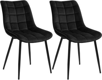 2er-Set Küchenstuhl mit Rückenlehne aus Samt Metallbeine Elif schwarz